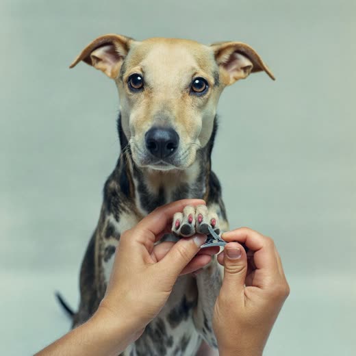A dog's paw held while its nails are clipped